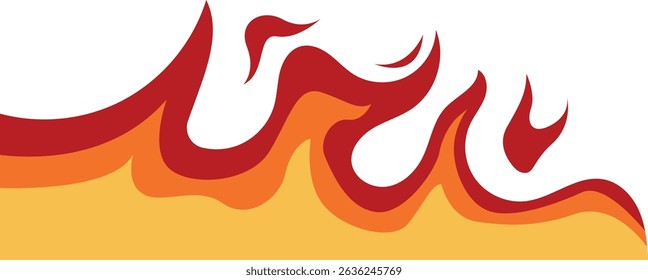Flame Frame Border with Cartoon Design Style. Vector Illustration on White Background