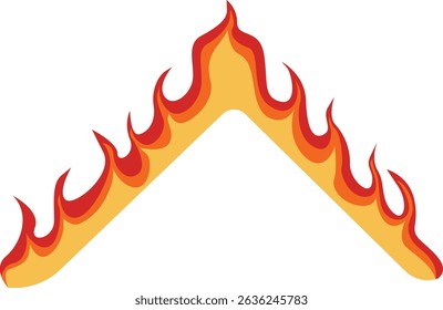 Flame Frame Border with Cartoon Design Style. Vector Illustration on White Background