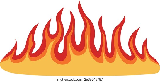 Flame Frame Border with Cartoon Design Style. Vector Illustration on White Background
