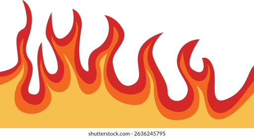 Flammenrahmen Rahmen mit Cartoon Design Stil. Vektorgrafik auf weißem Hintergrund