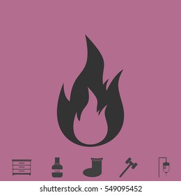 Flame gas fire icon flat. Simple vector grey pictogram and bonus symbol