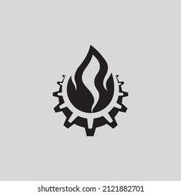 flame and gear icon combination design illustration