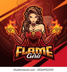 Flame girls esport mascot logo design