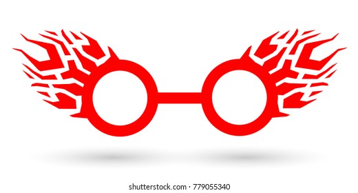 Flame Glasses icon flat, art style, thug lifestyle, vector glasses meme for design photos and pictures, easy to edit.