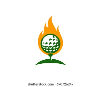 Flame Golf Icon Logo Design Element