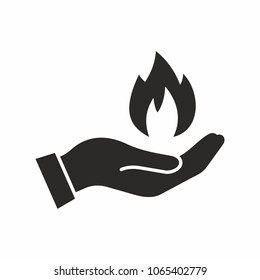 Flame in hand icon