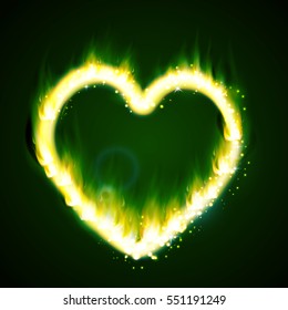 flame heart on the dark
