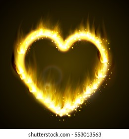 flame heart on the dark