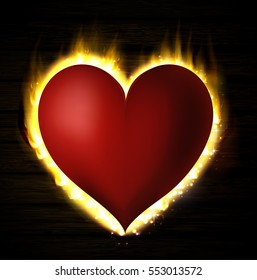 Flame heart on the dark
