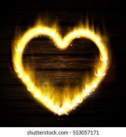 Flame heart on the dark