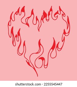 flame heart slogan design t shirt