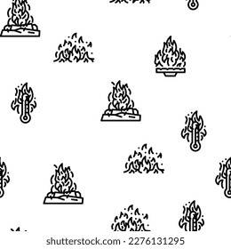 llama fuego caliente fuego fuego fuego fuego fuego fuego fuego fuego vectores de calor sin soldadura delgado ilustración de línea delgada