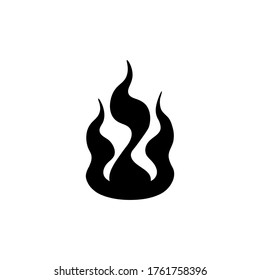 Flame icon, Black fire icon, isolated on white background