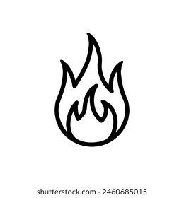 flame icon, black vector illustration