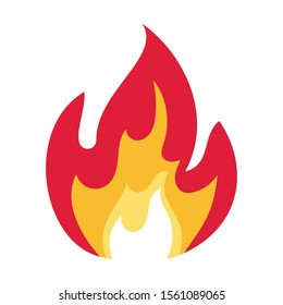 Flame icon in cartoon style. Illustration of a burning bonfire, flame isolated on a white background. Vector.