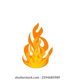 Flame icon in color. A simple drawing of a burning fire with color in a minimalist style on a white background. Vector illustration