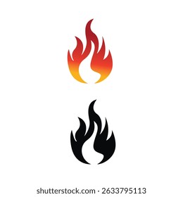 Flame Icon – Colorful and Silhouette Fire Symbol Design