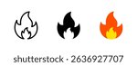 Flame icon. Dual-layer fire vector illustration with inner and outer flames. Symbol of heat, combustion and alert for emergency warnings or hot surface indicators in UI and signage.