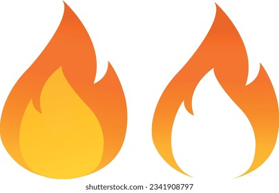 Flame icon. Fire, bonfire, burning emblem in flat design. Vector art