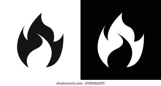 Flame icon flat line symbol set.