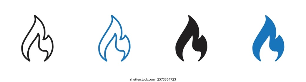 Flame icon Flat line symbol