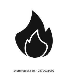 Flame icon Flat simple outline set