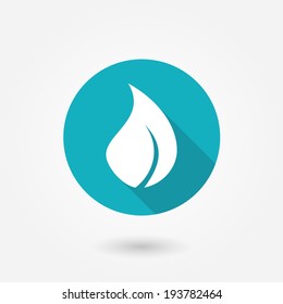 Flame icon in flat style with long shadow