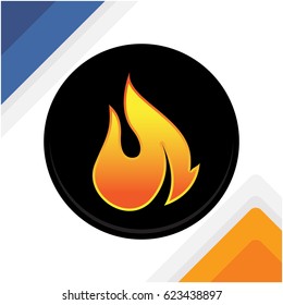 Flame icon with gradients isolated on black background