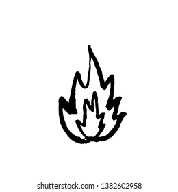 Flame icon. Grunge fire brush vector illustration.