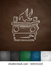 flame icon. Hand drawn vector illustration. Chalkboard Design
