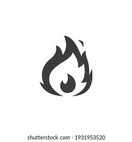 Flame Icon Isolated on Black and White Vector Graphic
