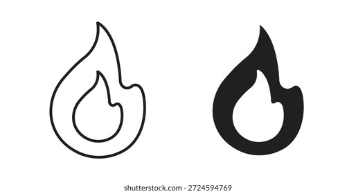 Flame icon with line and silhouette versions.