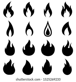 Fire Flames Fire Set Logo Design Stock Vector (Royalty Free) 1134025919