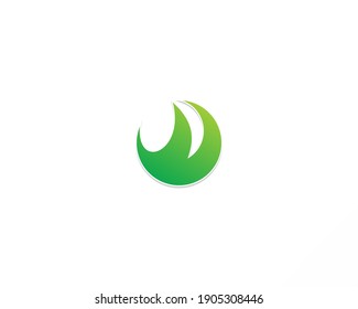 flame icon logo with round and green color concept design
