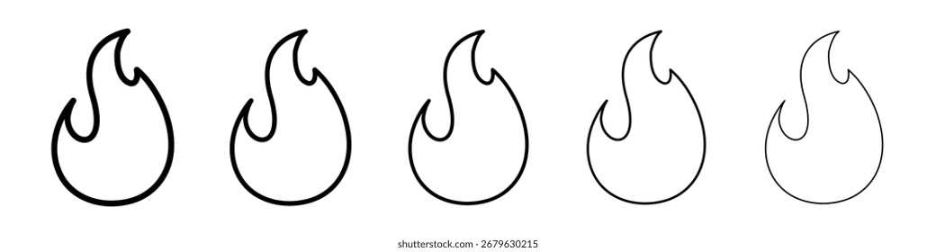 Flame icon logo in stroke lines collection
