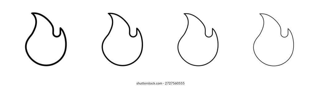 Flame icon in modern stroke line style. Vector 10 eps