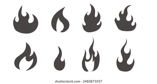 Flame icon neo tribal tattoo y2k hot print line and silhouette retro ornament seamless pattern. Fire set design elements isolated on white. 