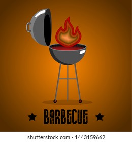Flame icon on a barbecue grill - Vector