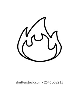 Conjunto de contorno de icono de llama en color blanco y negro