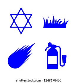 flame icon set about star of david, fire extinguisher, fire and comet vector set