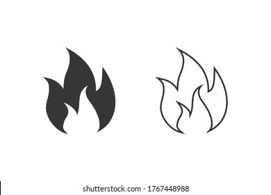 Flame icon set on white. vector illustration