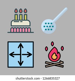 flame icon set. vector set about skimmer, bonfire, birthday cake and resizing icons set.