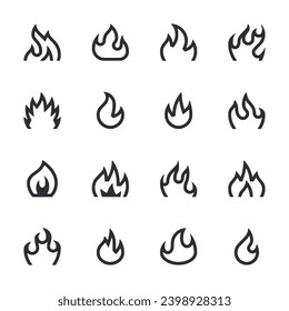 Flame icon set vector illustration