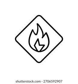 Flame icon, symbolizing flammable goods, dangerous cargo, or speed in logistics.