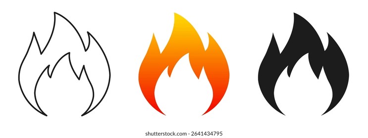 Flame icon. Three tongue fire logo