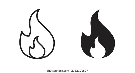 Flame icon. Vector illustration, flat and stroke