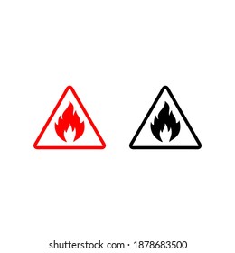 flame icon vector on red black for sign design simple red and black triangle sign vector