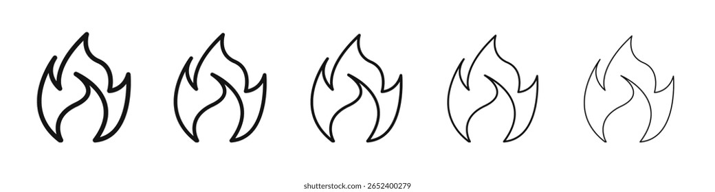 Flame icon vector outline set illustration sign
