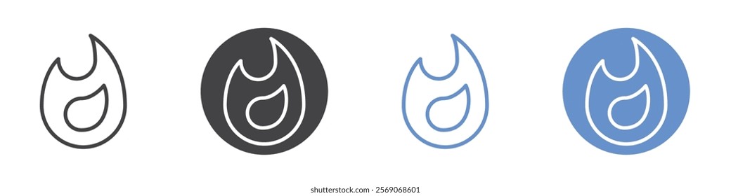 Flame icon vector symbol outline sign