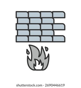 Ícone de chama com fundo branco vetor ilustração stock